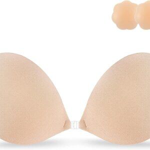 Adhesive Silicone Bra Strapless Reusable Backless Deep V Push Up for Women